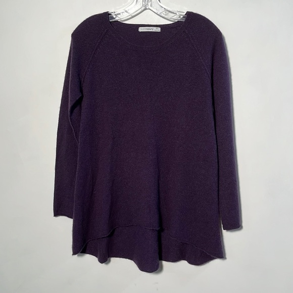 SUBTLE LUXURY Cashmere Minimalist Scoop Pullover A-Line Plum/Purple Sweater XS/S - Picture 1 of 16
